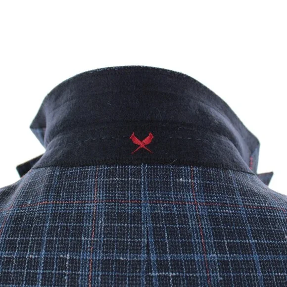 Cardinal of Canada NWT 100% Wool Sport Coat Size 38R US In Blue w/ Coral Plaid